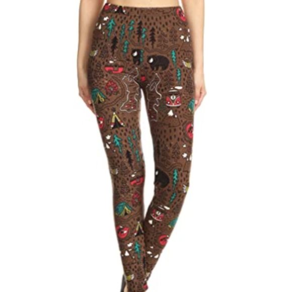 NWOT Ultra Soft Camper's Trail Print Leggings Sz.S - Picture 1 of 6